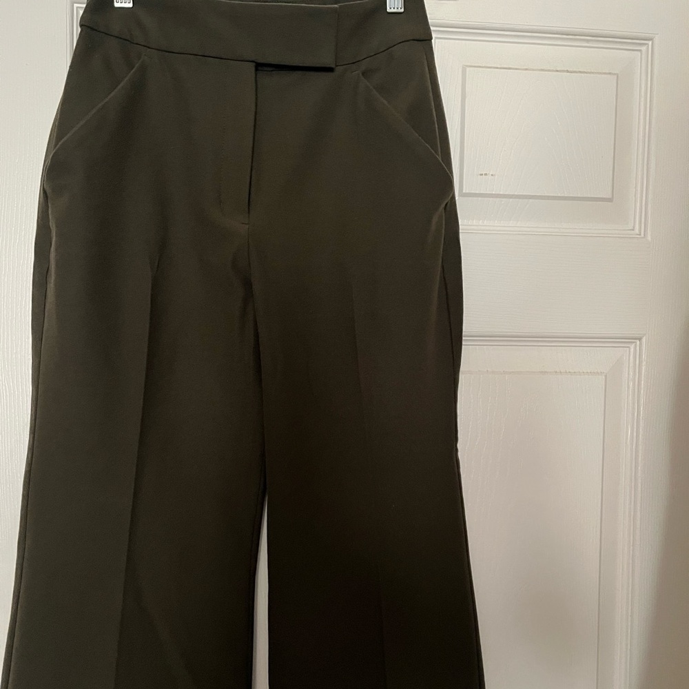Express High Waisted Trouser Dark Olive  Pants